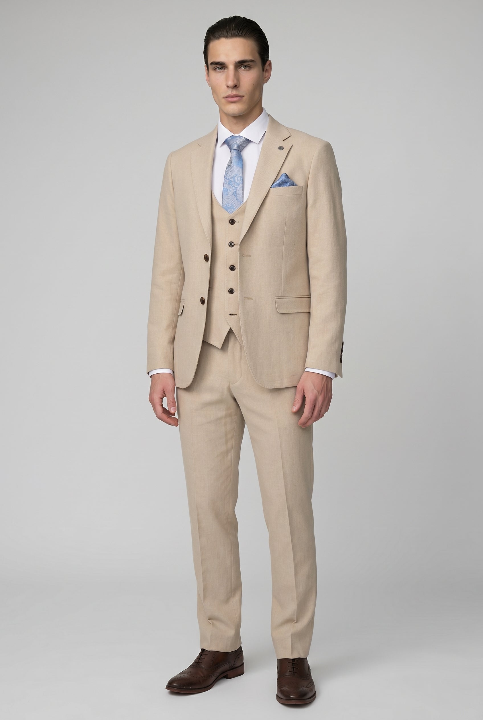 ARCHIE - Stone Tweed Three Piece Suit
