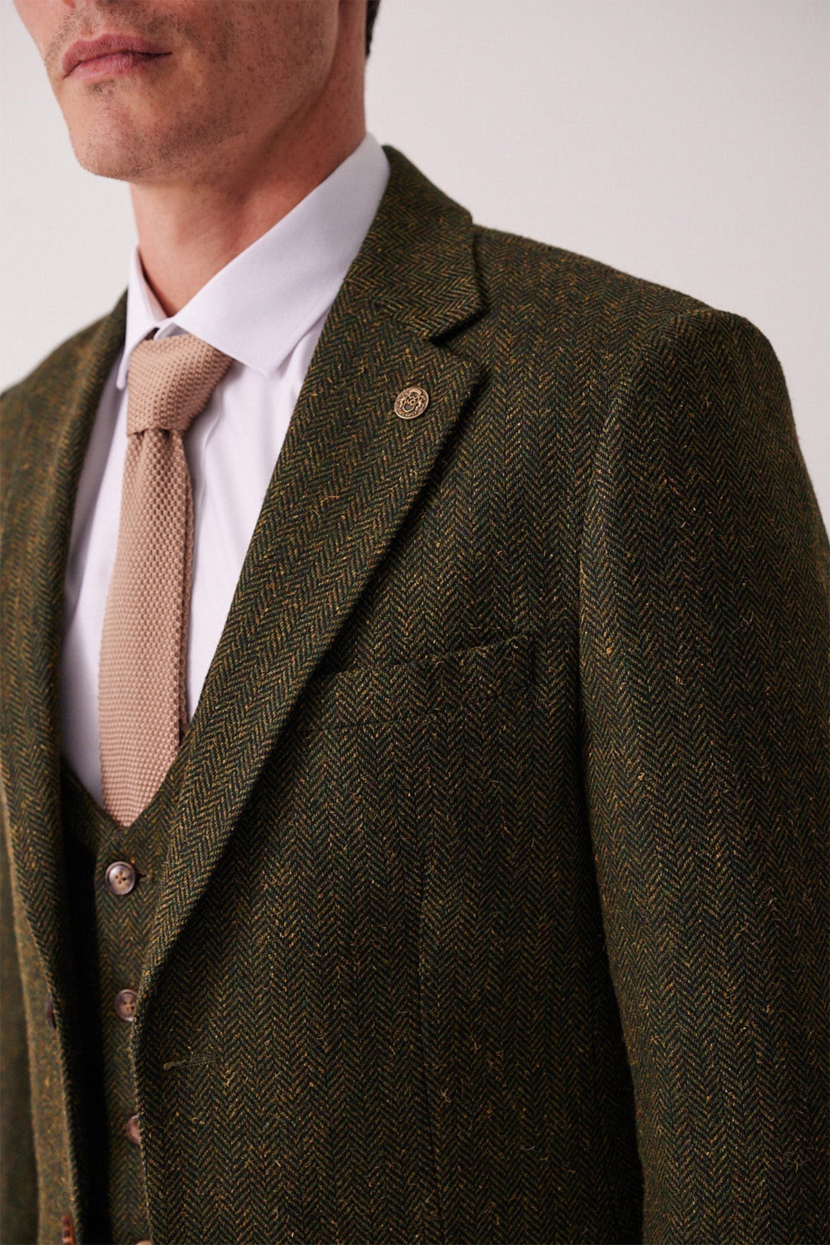 DEAN - Olive Tweed Three Piece Suit