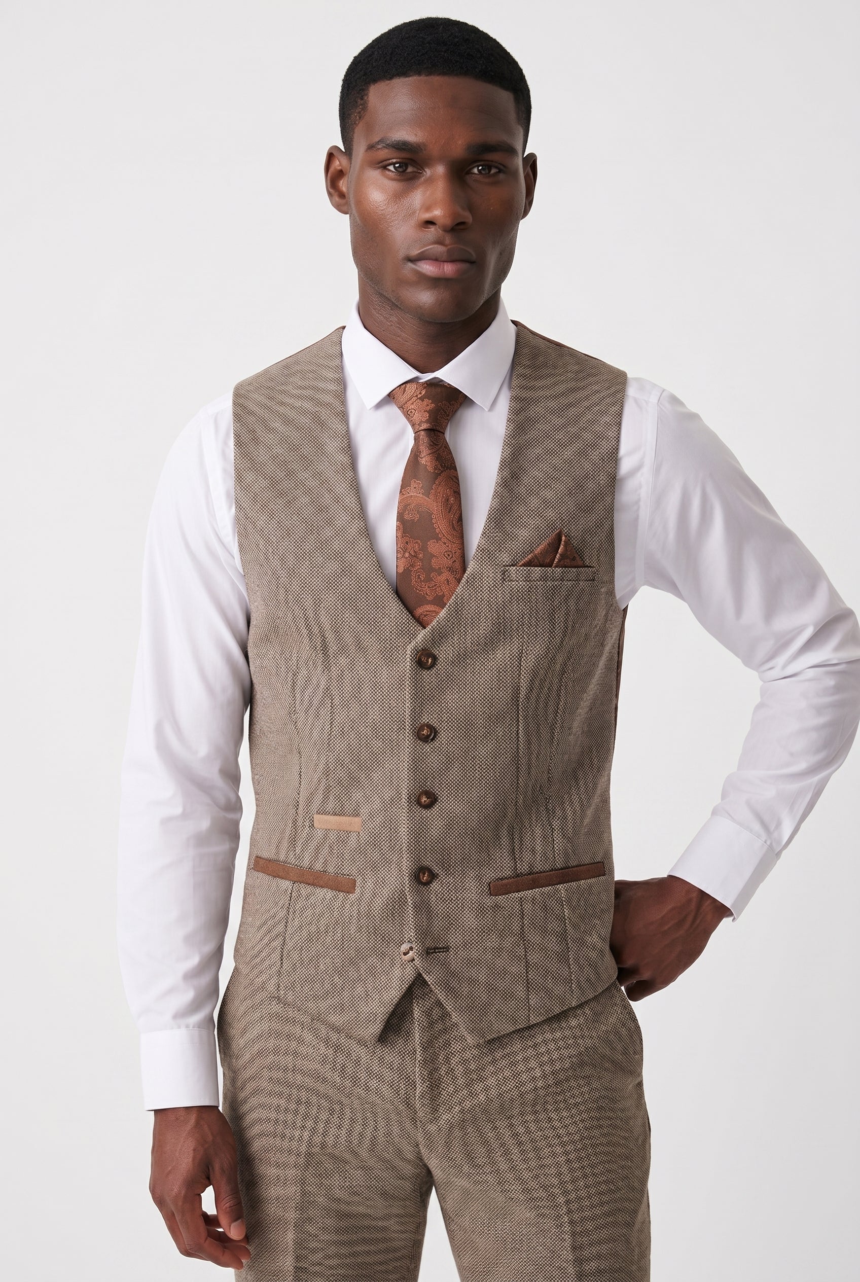 HAYDEN - Tan Crossweave Three Piece Suit