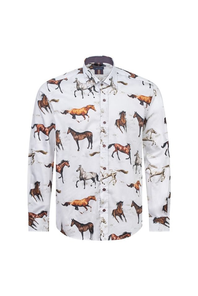 White Horse Print Shirt