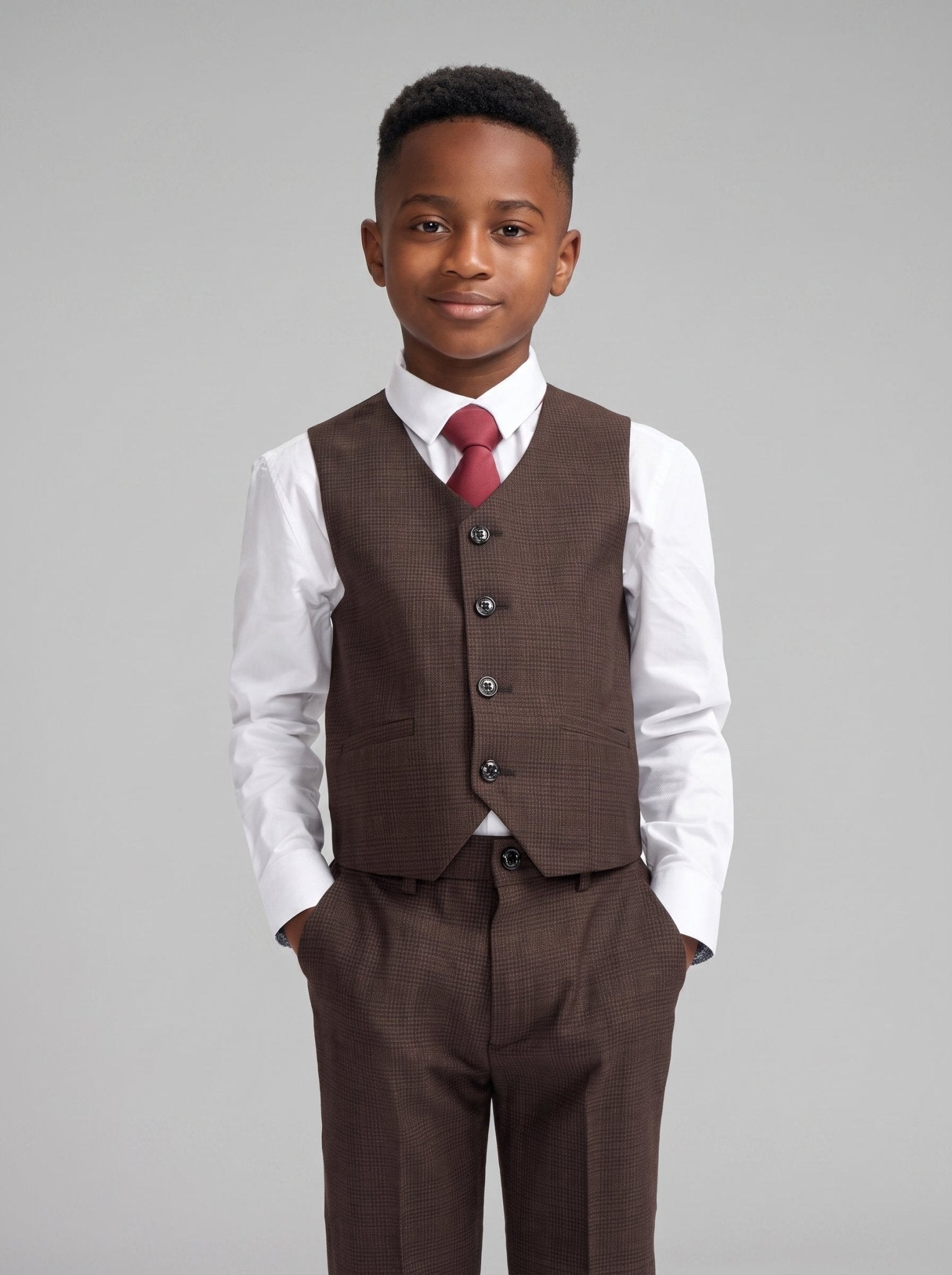 Boys Caridi Brown Three Piece Suit