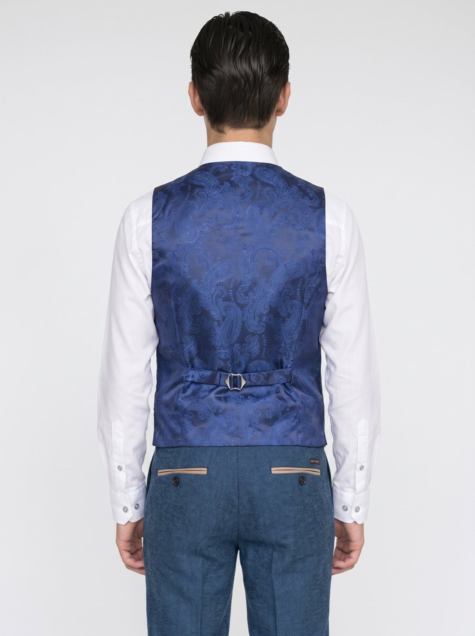 DION - Blue Tweed Check Three Piece Suit