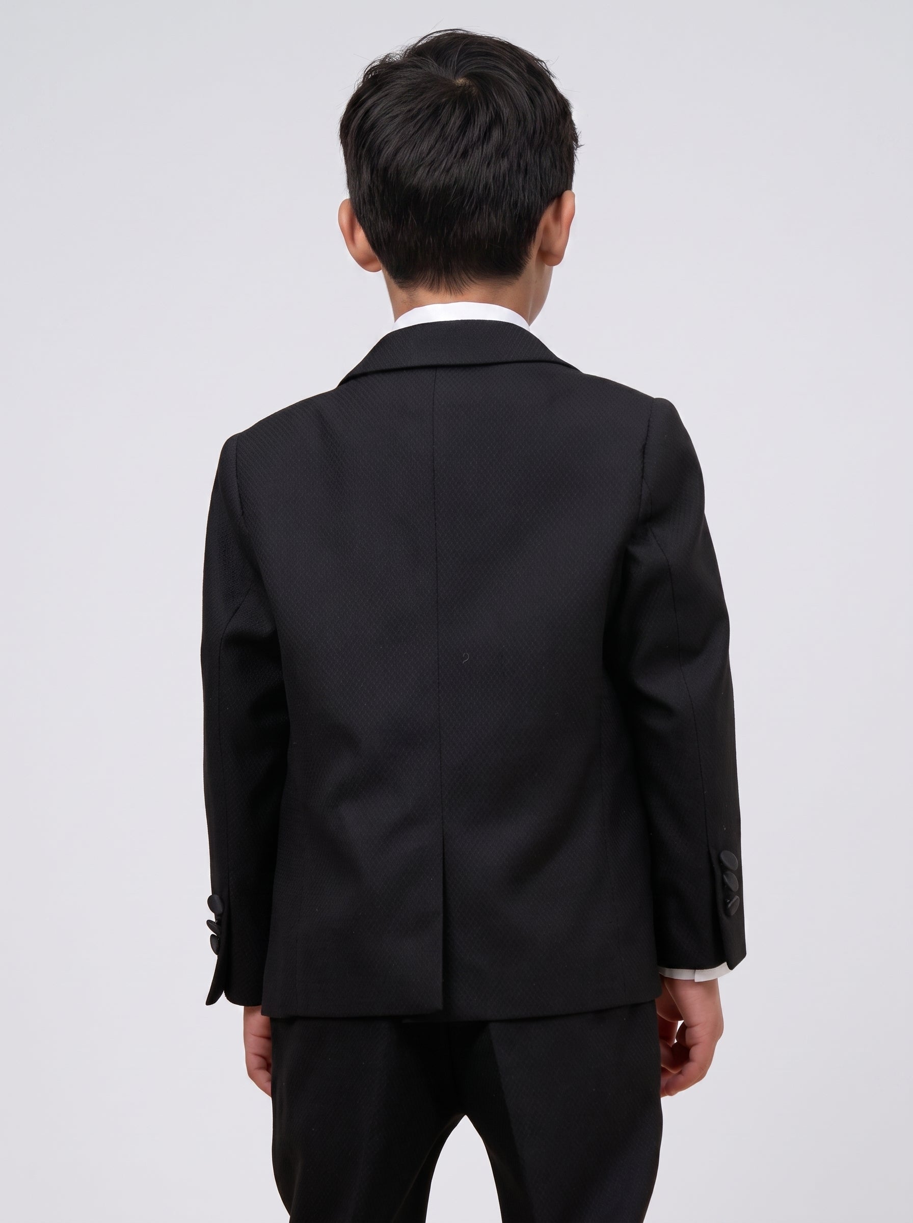 DALTON - Black Tux Lapel Diamond Three Piece Suit