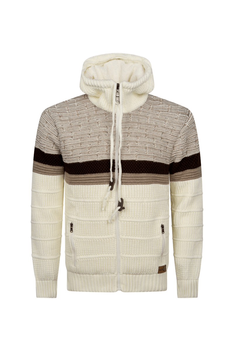 Montieri Sherpa-Lined Knit Jacket – Ivory Mocha