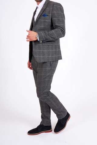 Marc Darcy Scott Grey Checked Tweed Three Piece Suit Marc Darcy Scott Grey Checked Tweed Three Piece Suit