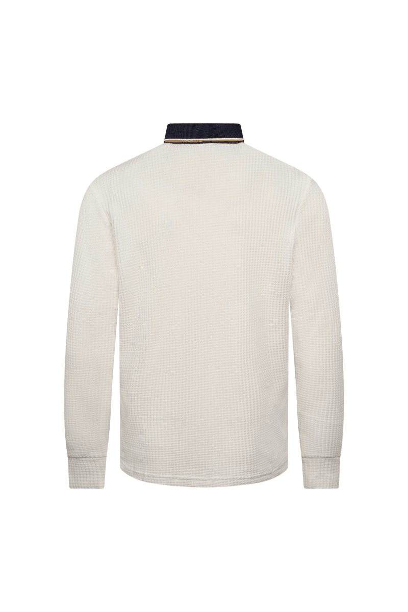 Lorenzo Textured Polo – Ivory Navy