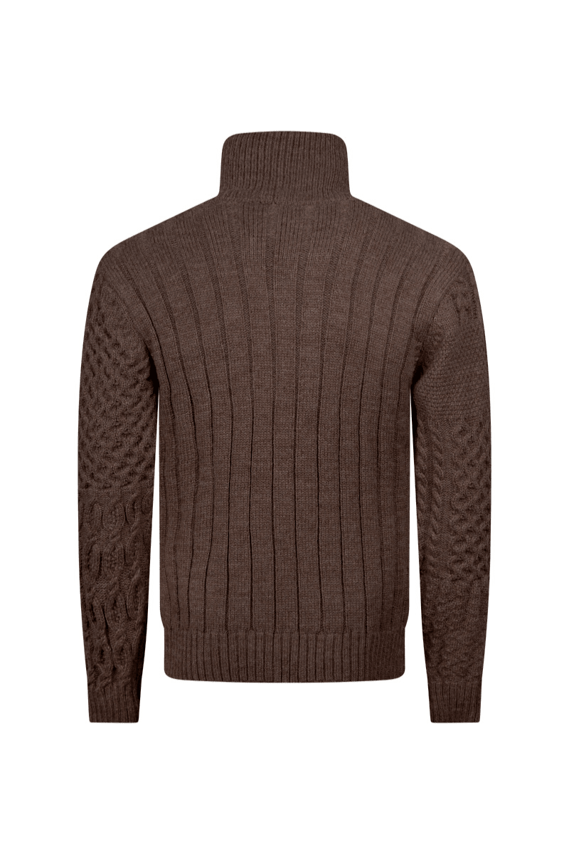 Torino Cross-Collar Knit Jacket - Espresso Brown