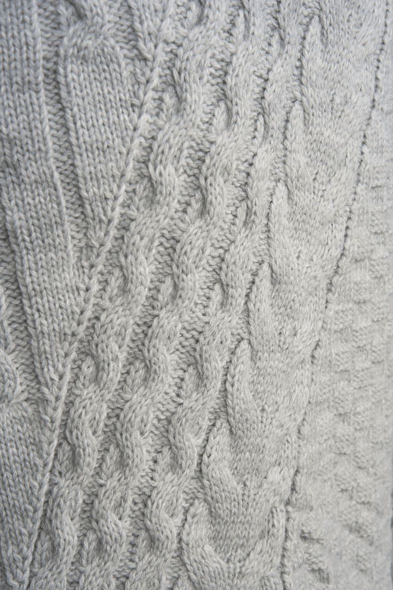 Torino Cross-Collar Cable Knit – Ash Grey