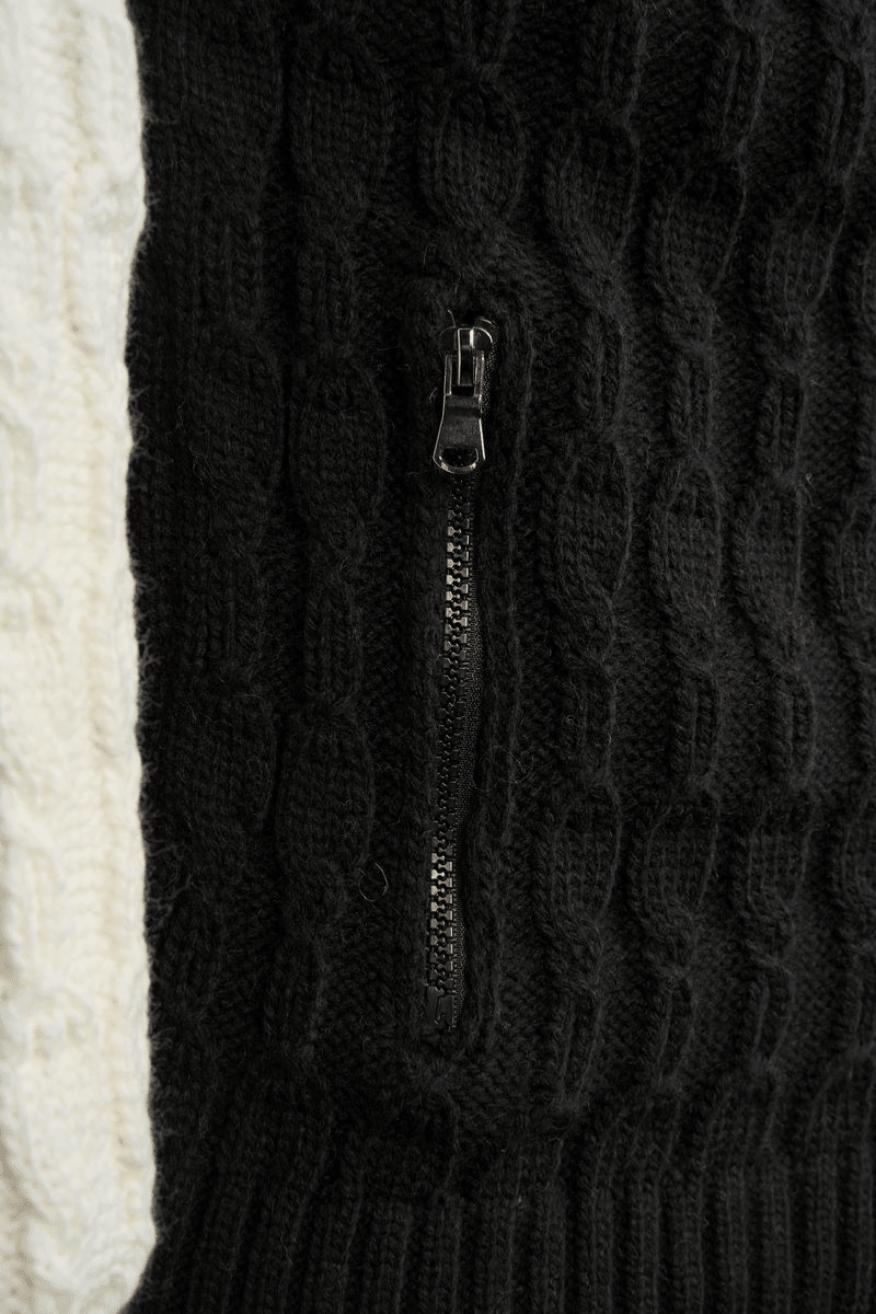 Belluno Contrast Cable Knit Jacket – Ivory Noir