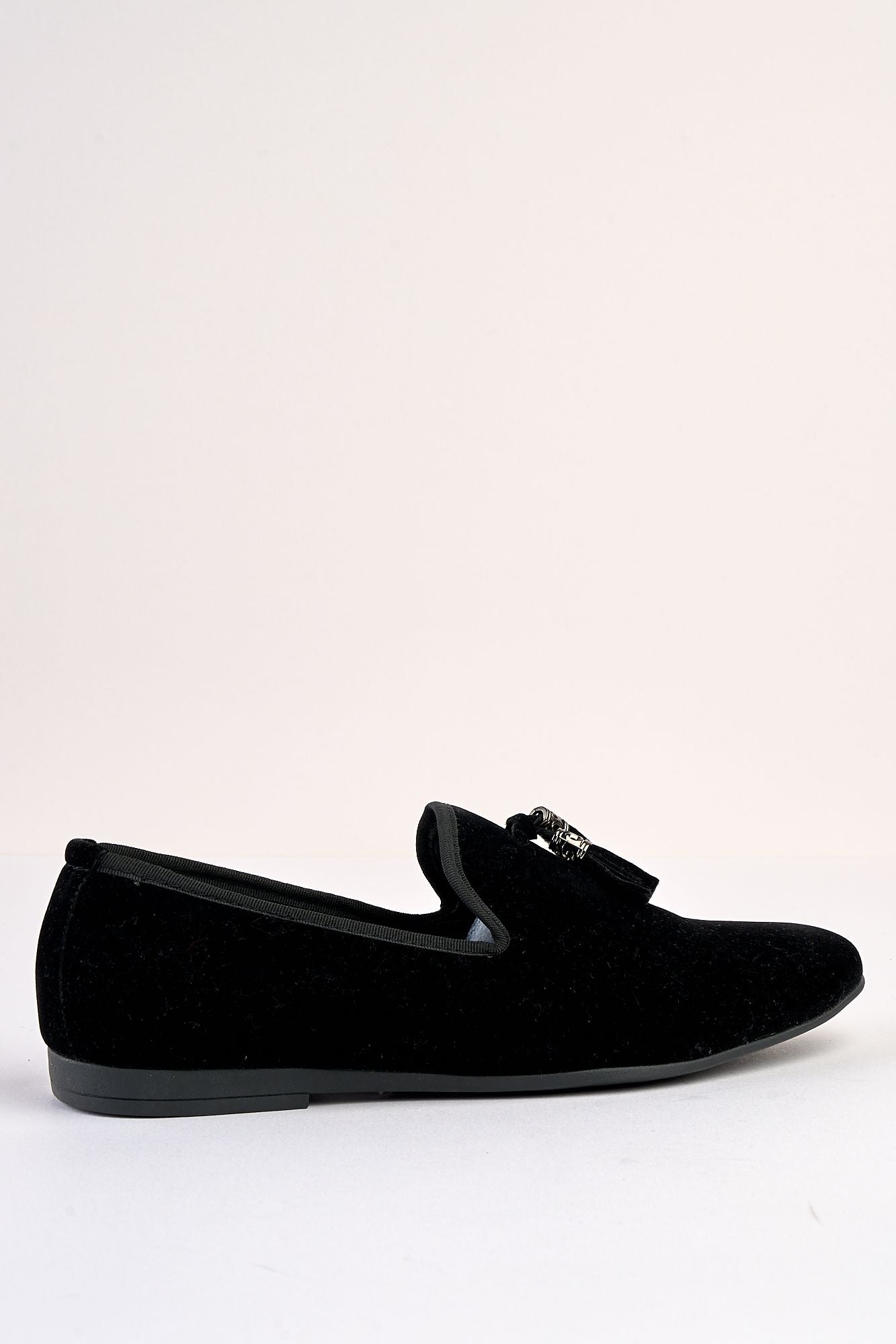 Volterra Velvet Tassel Black Loafer