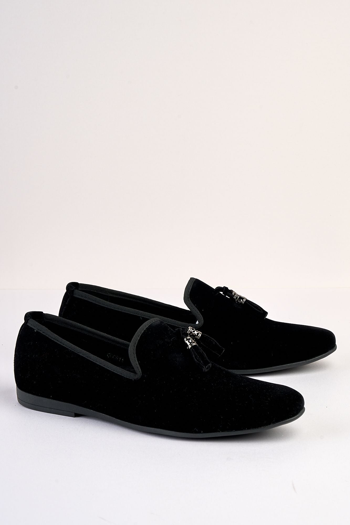 Volterra Velvet Tassel Black Loafer