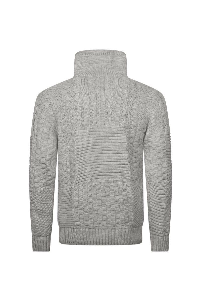 Torino Cross-Collar Cable Knit – Ash Grey