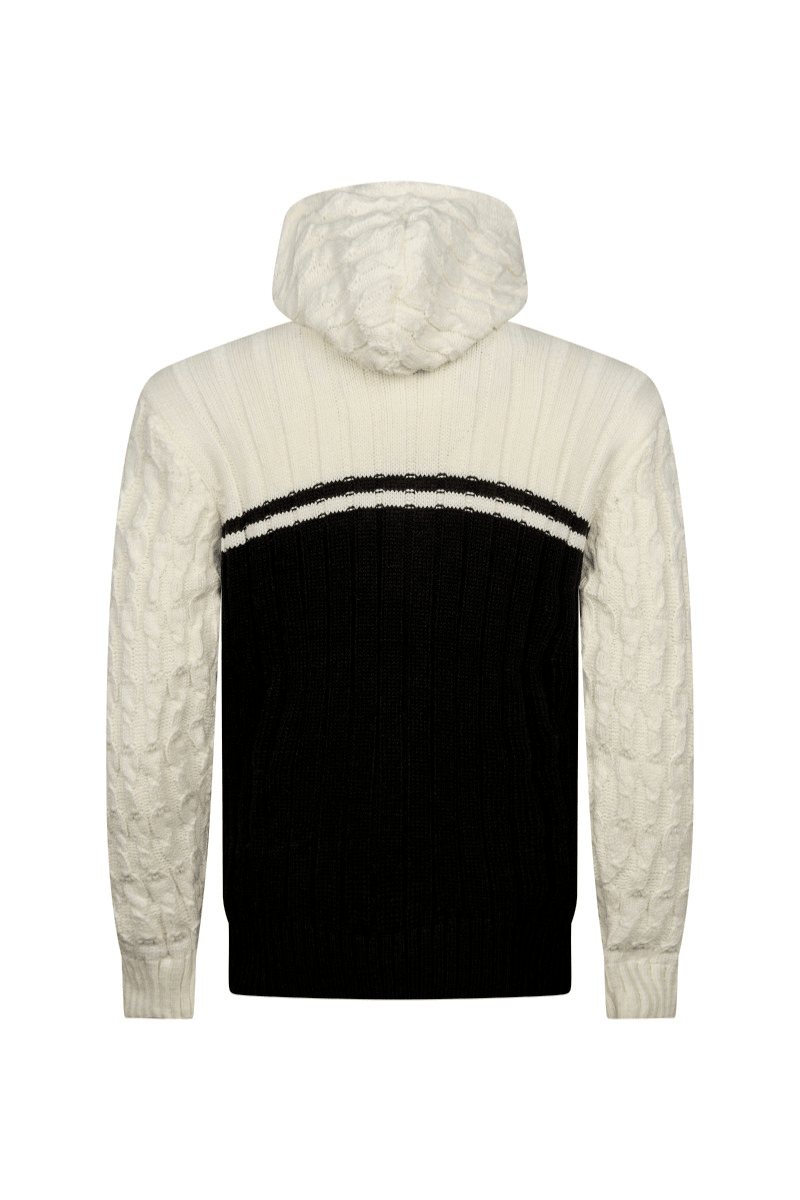 Belluno Contrast Cable Knit Jacket – Ivory Noir