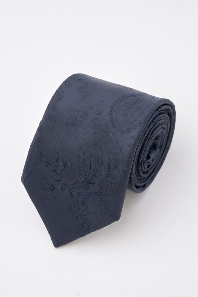 Midnight Blue Paisley Tie Set with Tie Bar & Cufflinks