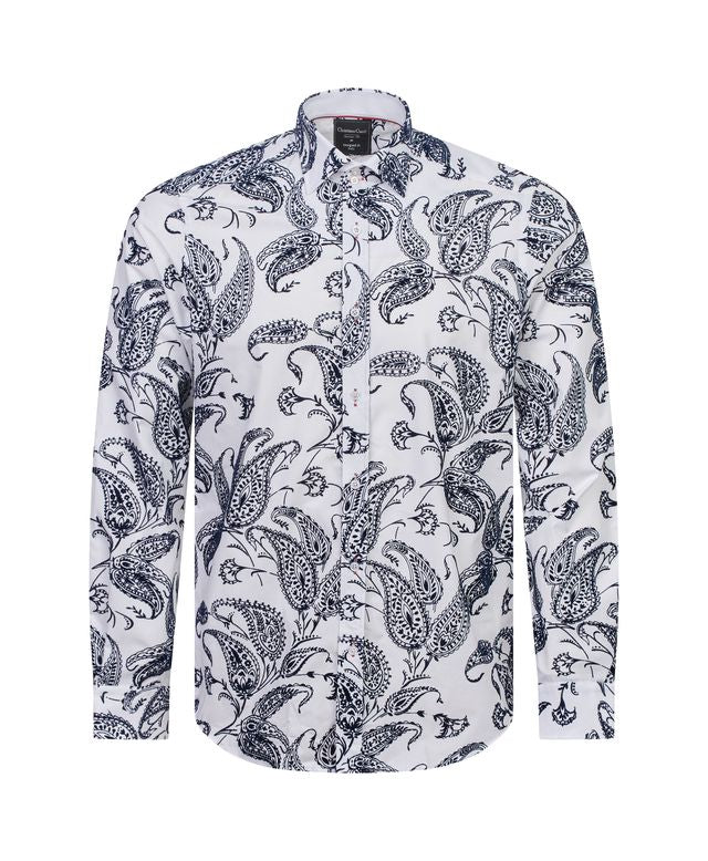 Elvis Flock Shirt Navy & White