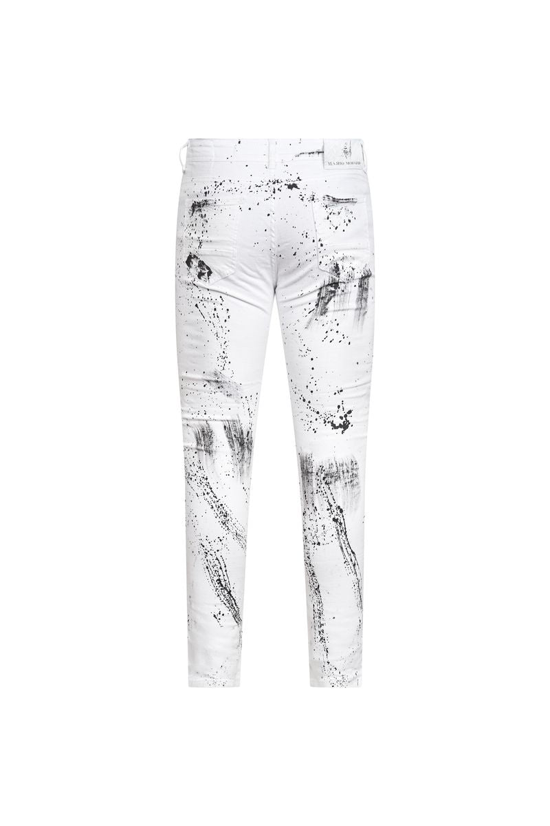 Ovy Blanc Art Splatter Stretch Denim