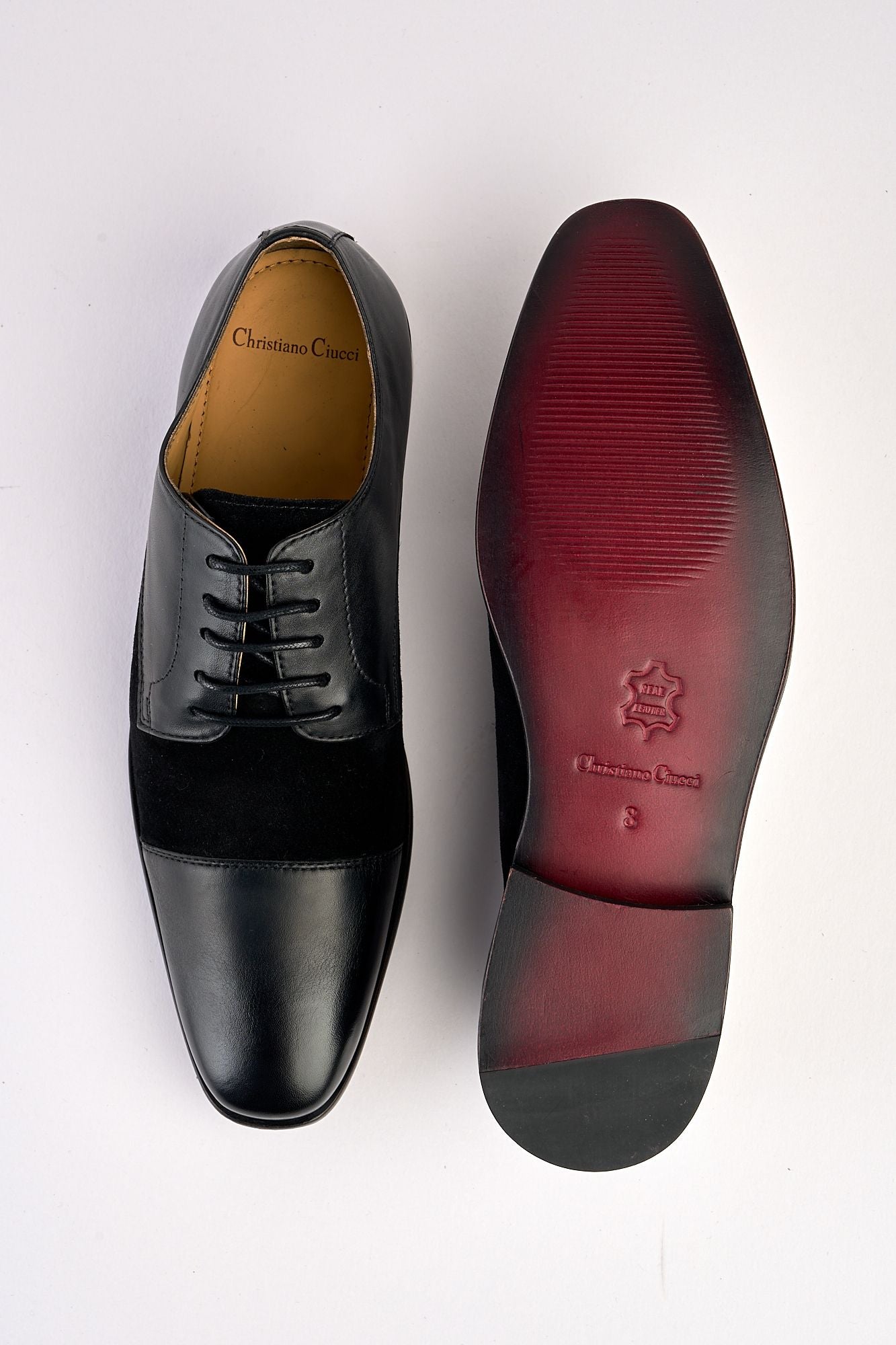 Leonardo Black Laced Shoe with Suede Pattern