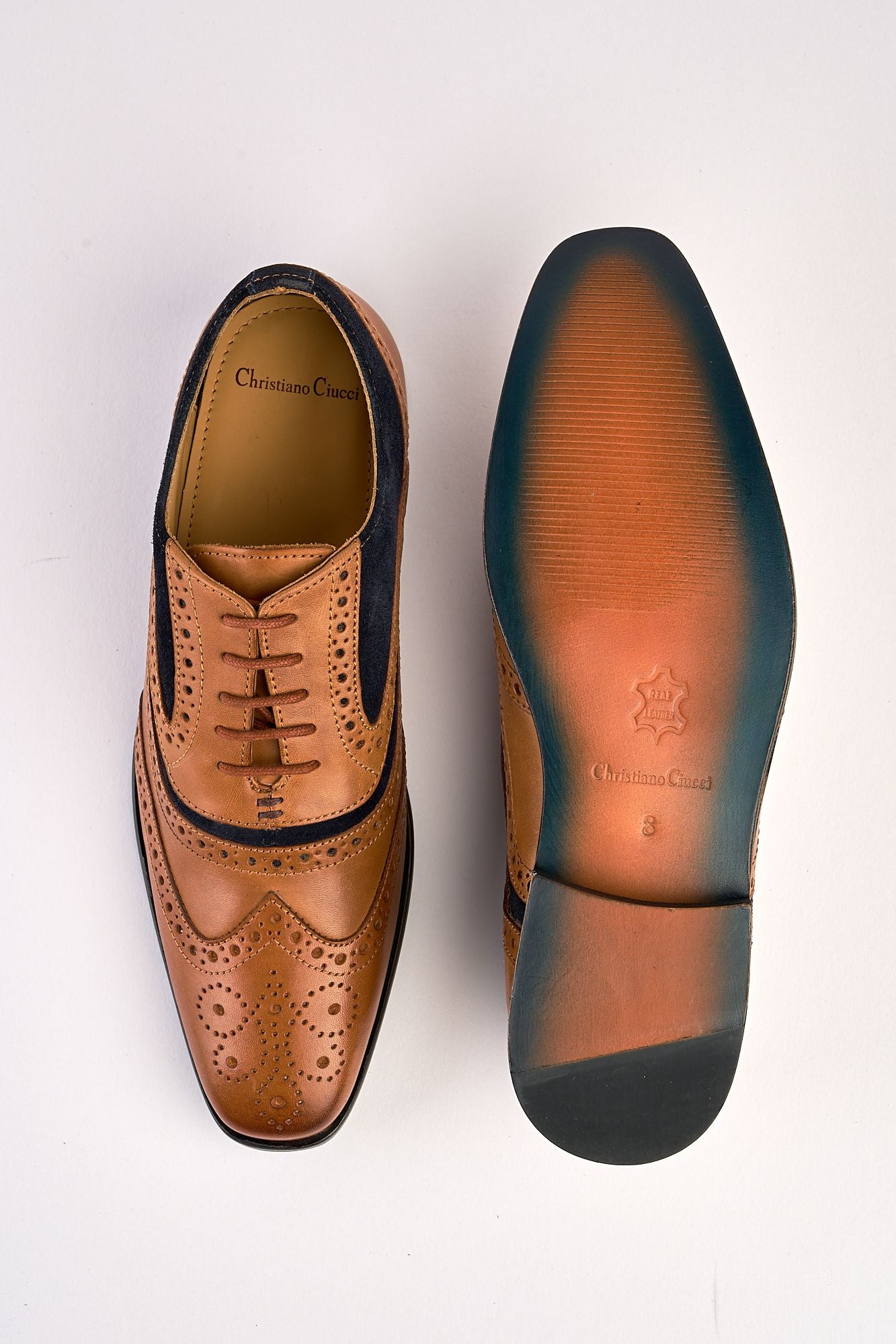 Gianni Tan Navy Brouge