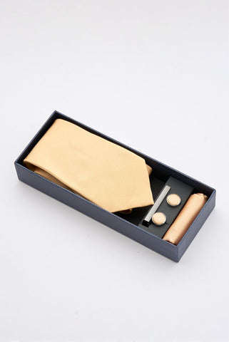Champagne Gold Tie Set with Tie Bar & Cufflinks Champagne Gold Tie Set with Tie Bar & Cufflinks