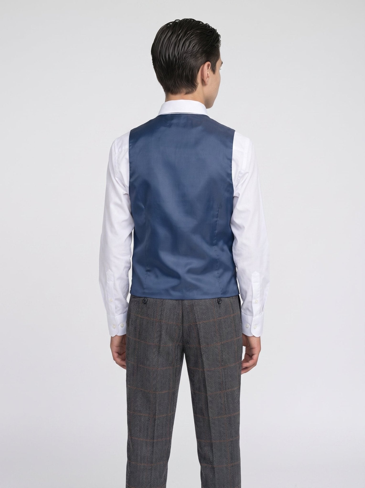 Boys Albert Grey Tweed Check Three Piece Suit
