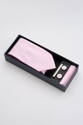 Pink Paisley Tie Set with Tie Bar & Cufflinks Pink Paisley Tie Set with Tie Bar & Cufflinks