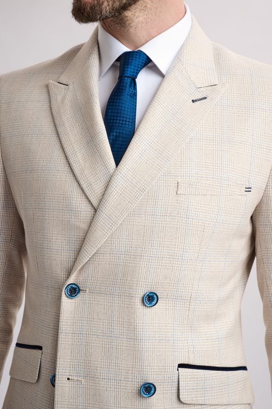 Caridi Beige Double Breasted Blazer