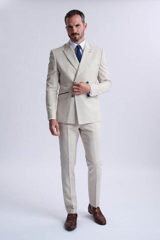 Caridi Beige Double Breasted Two Piece Suit Caridi Beige Double Breasted Two Piece Suit