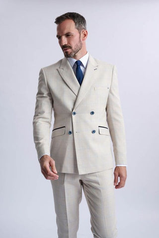 Caridi Beige Double Breasted Two Piece Suit Caridi Beige Double Breasted Two Piece Suit