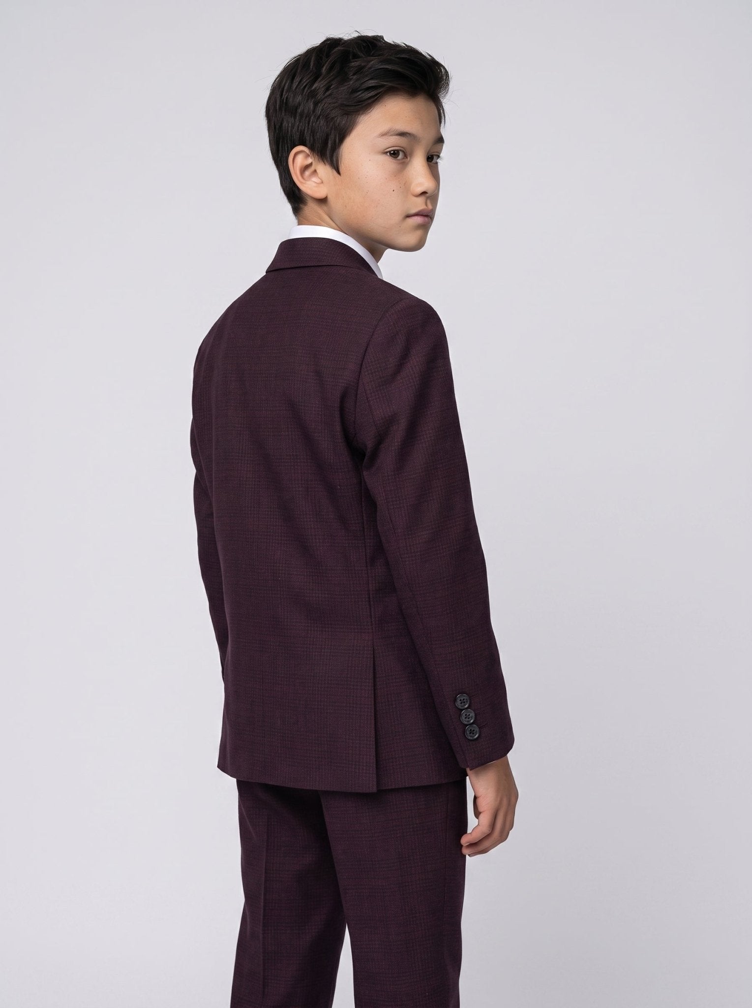 Boys Caridi Wine Three Piece Suit