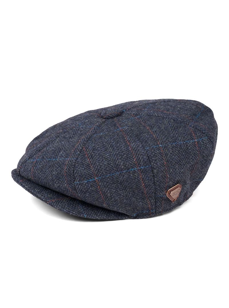 Paolo Navy Check Flat Cap