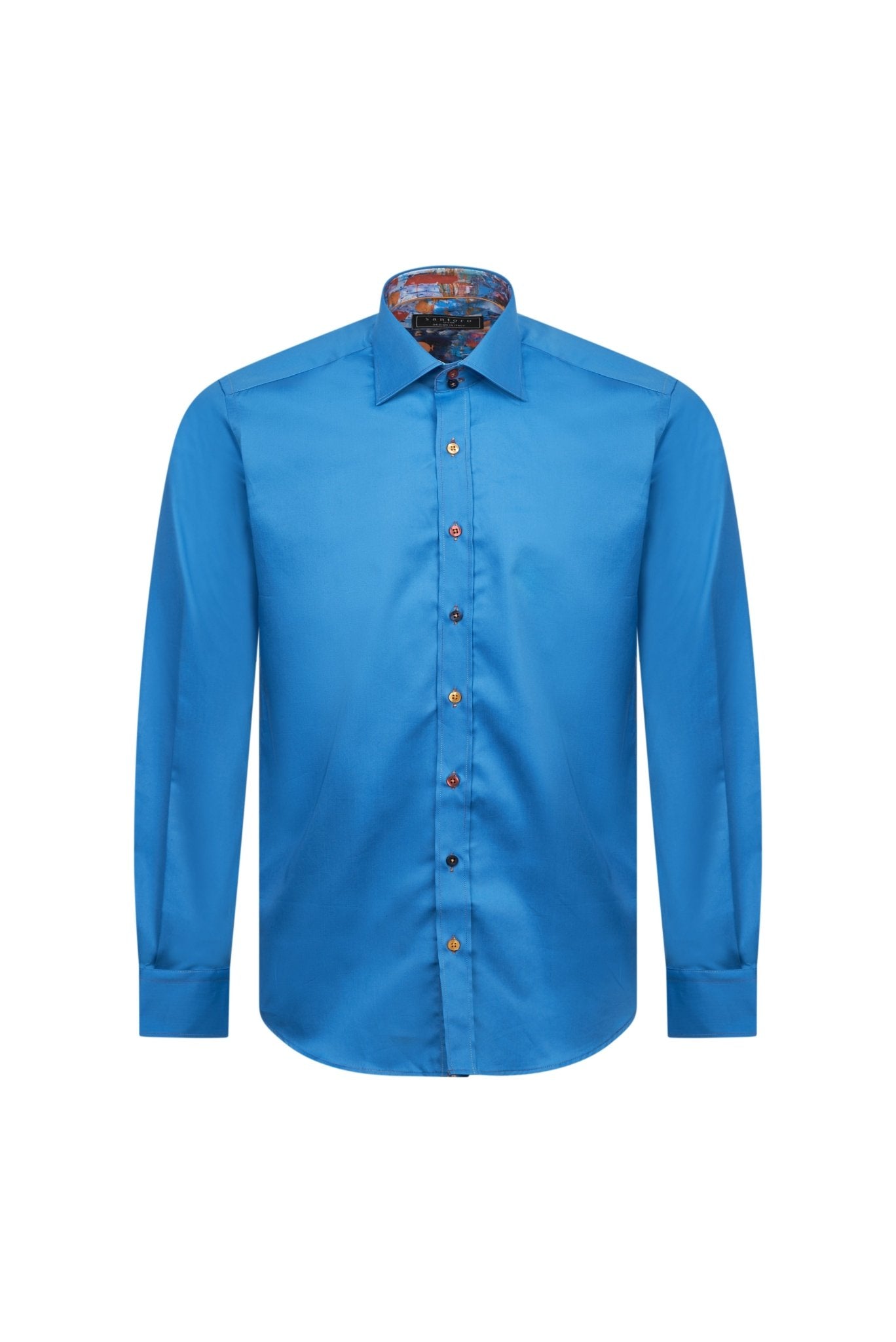 Blue Shirt with Abstract Trim