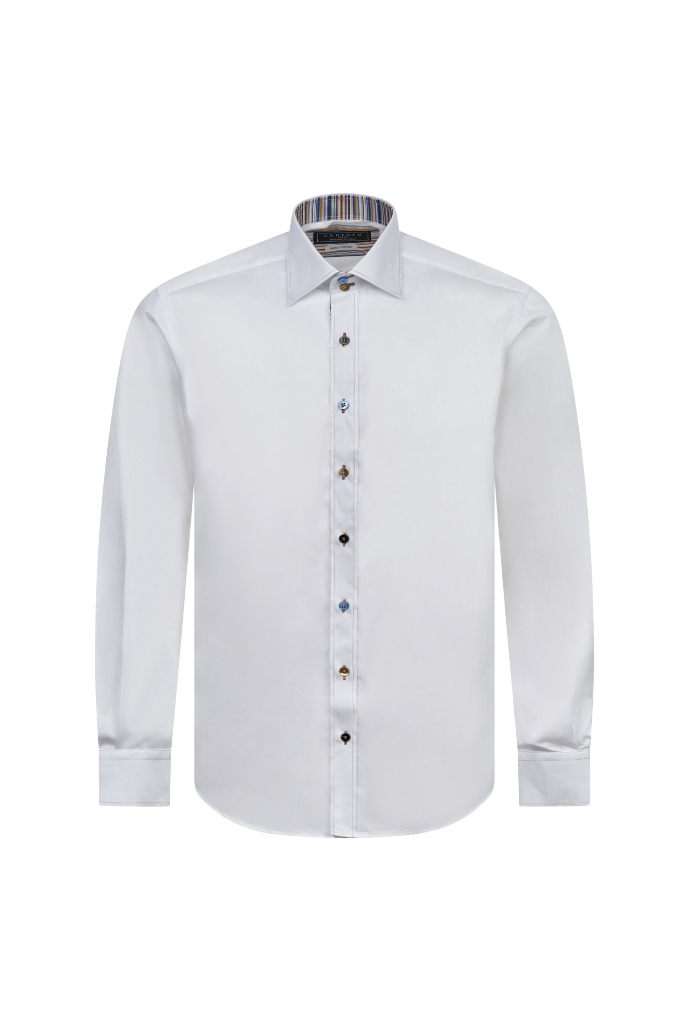 White Shirt with Striped Trim