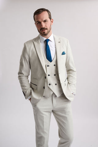 Grant Stone Pinstripe Double Breasted 3 Piece Suit Grant Stone Pinstripe Double Breasted 3 Piece Suit