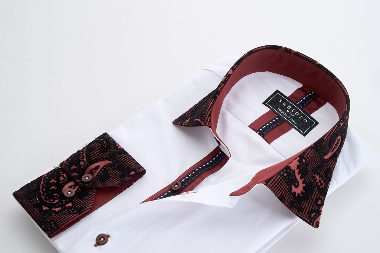 Signature Shirt with Paisley Contrast