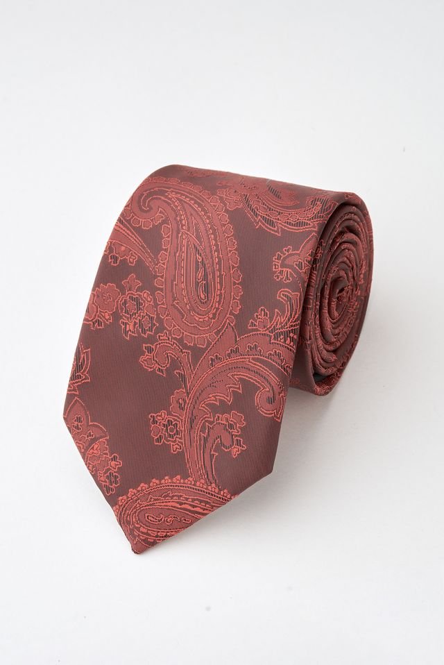 Paisley Burgundy Tie Set with Tie Bar & Cufflinks