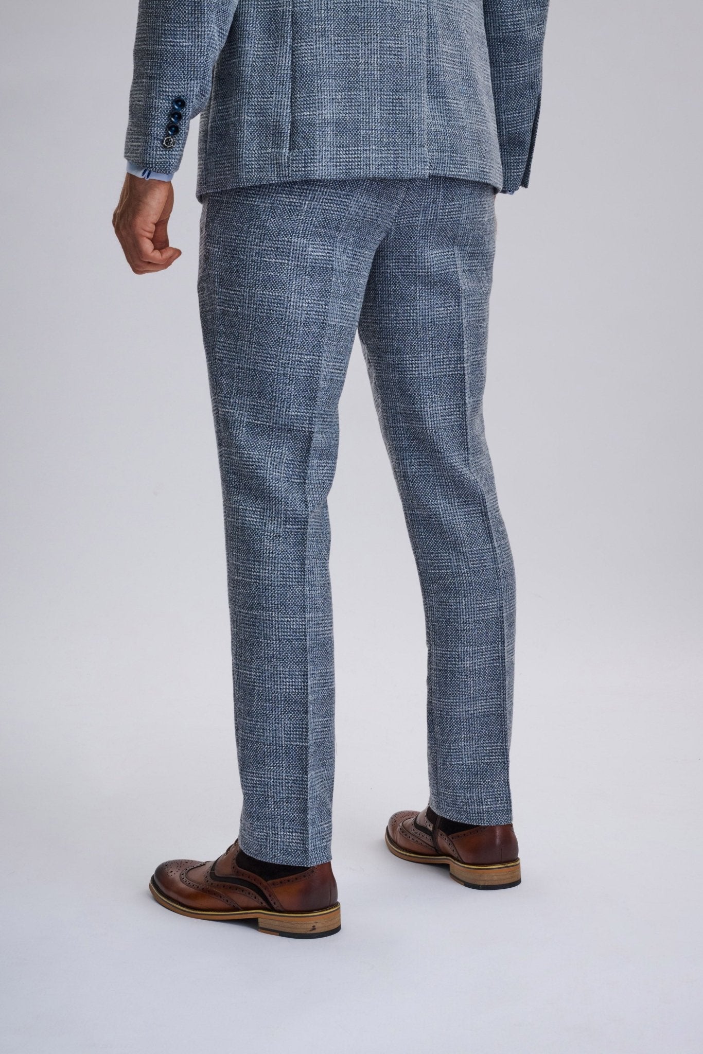 Kris - Sky Blue Tweed Three Piece Suit