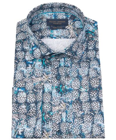 Long Sleeve Tonal Pineapple Print Shirt Long Sleeve Tonal Pineapple Print Shirt