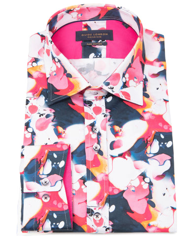Paint Mix Print Shirt Navy, White & Pink Shirt Paint Mix Print Shirt Navy, White & Pink Shirt
