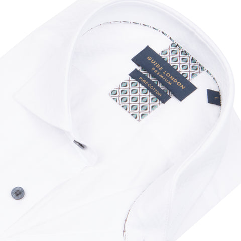 White Long Sleeve Herringbone Textured Shirt White Long Sleeve Herringbone Textured Shirt