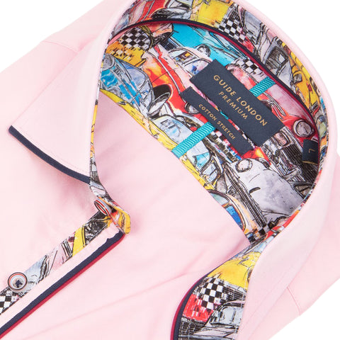 Pink Long Sleeve Vibrant Solid Colour Detail Shirt Pink Long Sleeve Vibrant Solid Colour Detail Shirt