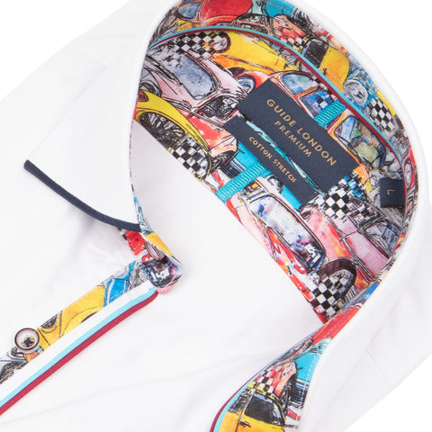 White Long Sleeve Vibrant Solid Colour Detail Shirt White Long Sleeve Vibrant Solid Colour Detail Shirt