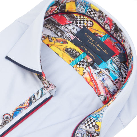 Sky Long Sleeve Vibrant Solid Colour Detail Shirt Sky Long Sleeve Vibrant Solid Colour Detail Shirt