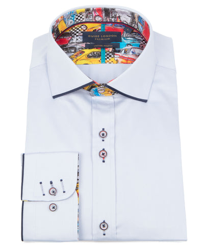 Sky Long Sleeve Vibrant Solid Colour Detail Shirt Sky Long Sleeve Vibrant Solid Colour Detail Shirt