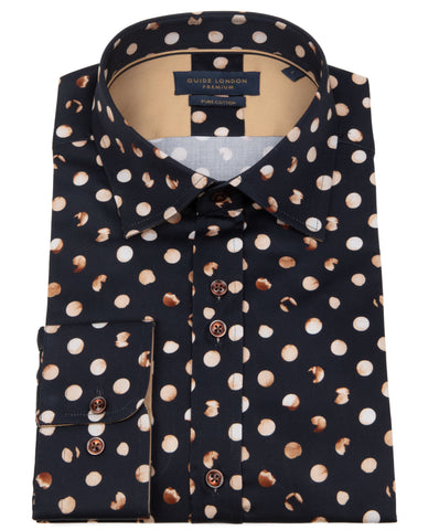 Black Tan Modern Polka Dot Shirt Black Tan Modern Polka Dot Shirt