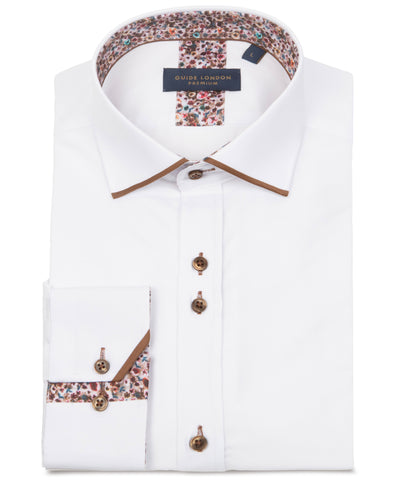 Long Sleeve Panelled Collar End on End Shirt Long Sleeve Panelled Collar End on End Shirt