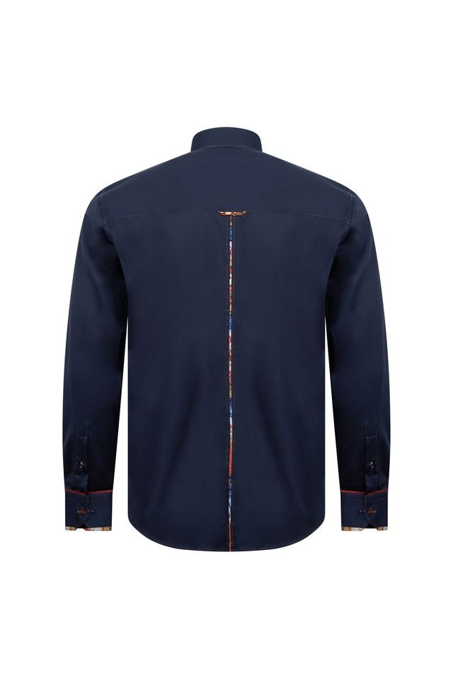 Navy Shirt with Abstract Contrast