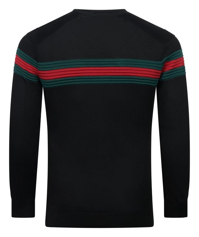 Crew Neck with Red & Green Stripe