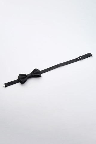 Black Satin Bow Tie Set with Cufflinks Black Satin Bow Tie Set with Cufflinks
