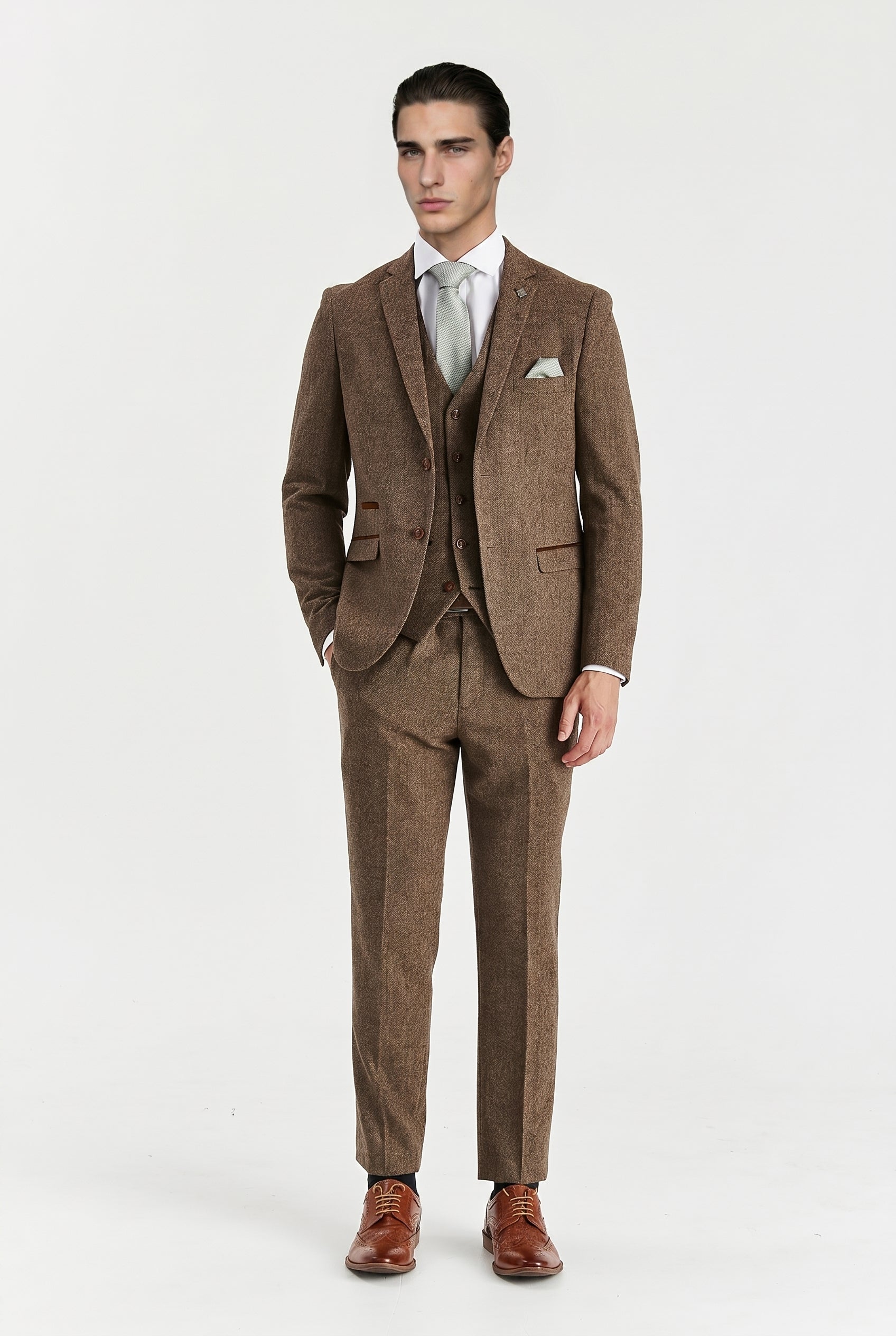 Oscar Brown Tweed Three Piece Suit