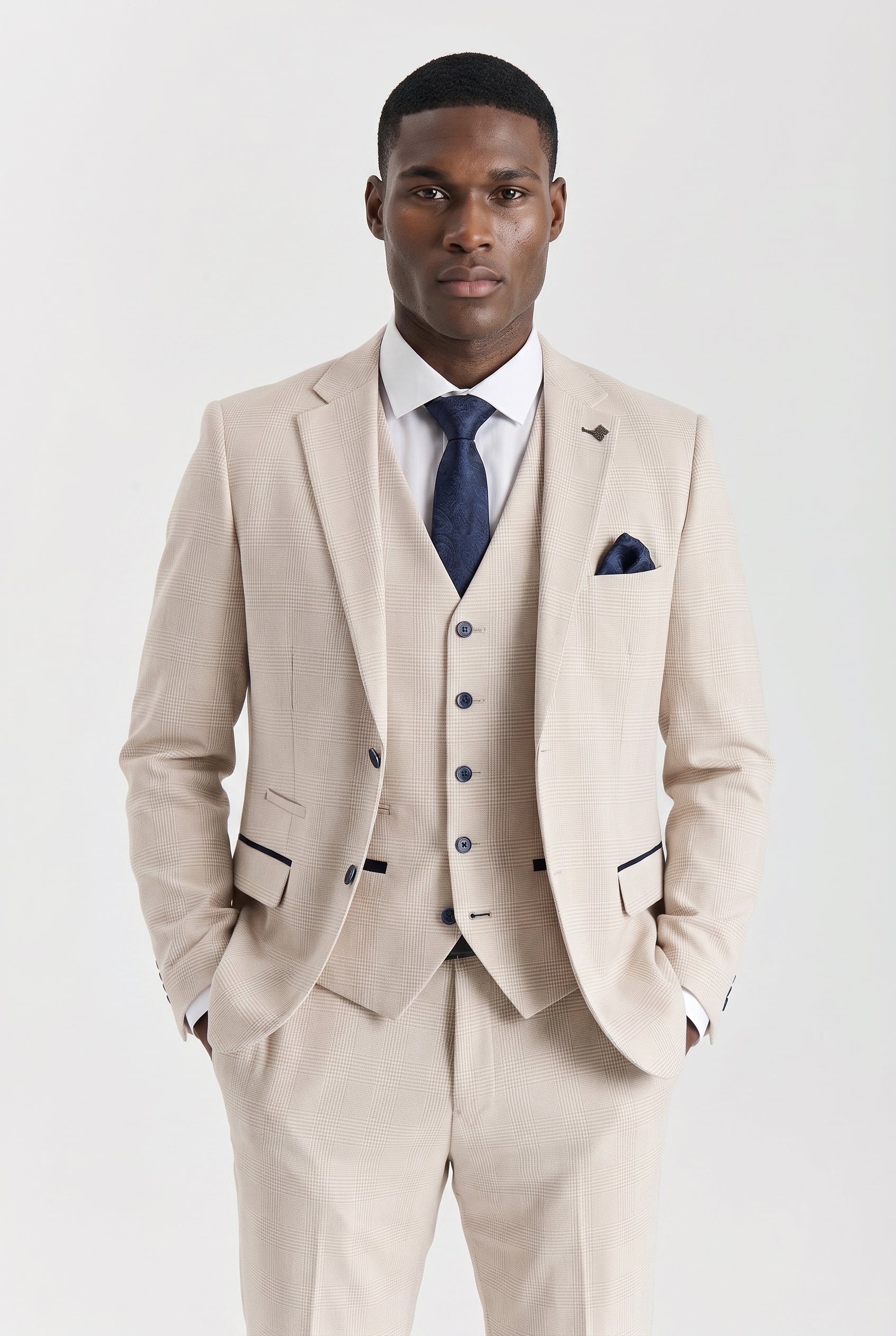 Regent Cream Check Three Piece Suit